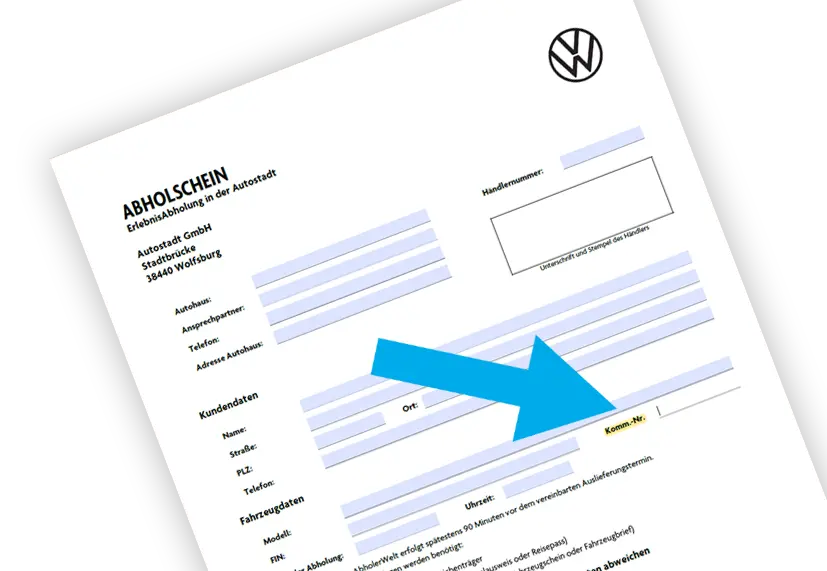 Visualisierung eines Abholscheins mit Kommissionsnummer